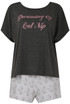 Exclusive Cat Slogan T-Shirt & Shorts Pyjama Set Grey