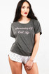 Exclusive Cat Slogan T-Shirt & Shorts Pyjama Set Grey