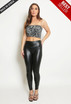 High Waisted Panel Wet Look Legging