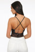 Embroidery Lace Criss Cross Back Bodysuit - 3 Colours