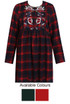 Embroidery Tartan Print Shift Dress  - 2 Colours