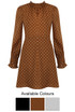 Polka Dot Ruffle Neck Shift Dress - 3 Colours
