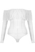 Lace Mesh Trim Frilled Bodysuit - 3 Colours