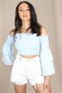 Shirred Bandeau Bell Sleeves Tops - 5 Colours