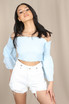 Shirred Bandeau Bell Sleeves Tops - 5 Colours