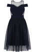 Off Shoulder Net Overlay Skater Dress - 2 Colours