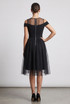 Off Shoulder Net Overlay Skater Dress - 2 Colours