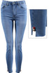 Mid Blue Button Clipped Ankle Jeans