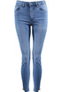 Mid Blue Button Clipped Ankle Jeans