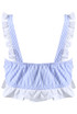 Blue Stripes Ruffle Trim Crop Top
