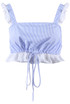 Blue Stripes Ruffle Trim Crop Top