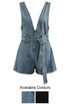 Plunge Neck Tie Up Denim Playsuit - 2 Colours