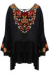 Embroidered Frill Hem Tunic - 2 Colours