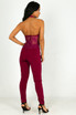 WOW Couture Dariela Sheer Lace Halterneck Bandage Jumpsuit In Plum