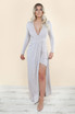 Lurex Leg Slit Crossover Maxi Dress - 3 Colours