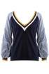 Deep V Neck Stripes Sleeves Jumper - 3 Colours