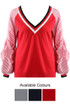 Deep V Neck Stripes Sleeves Jumper - 3 Colours