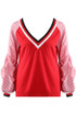 Deep V Neck Stripes Sleeves Jumper - 3 Colours