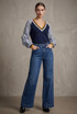 Deep V Neck Stripes Sleeves Jumper - 3 Colours