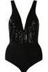 Sequin Plunge Neck Bodysuit - 3 Colours