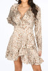 Animal Print Wrap Over Dress