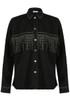 Black Denim Jacket With Diamante Fringe