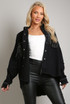 Black Denim Jacket With Diamante Fringe