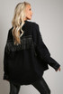Black Denim Jacket With Diamante Fringe