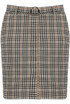 Brown Check Belted Mini Skirt