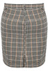 Brown Check Belted Mini Skirt