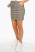 Brown Check Belted Mini Skirt
