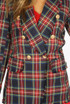 Tartan Fringe Trim Double Breasted Blazer