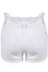 White Ruffle Waist Denim Shorts 