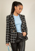 Metallic Thread Check Double Breast Blazer