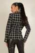 Metallic Thread Check Double Breast Blazer