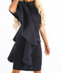 Neoprene Side Frill Midi Dress