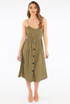 Tie Back Buttoned Midi Dress