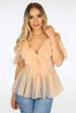 Cold Shoulders Tulle Tops