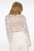 Long Sleeve Contrast Crochet Crop Top