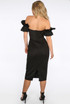 Neoprene Ruffle Bardot Midi Dress