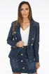Dark Blue Wash Denim Military Blazer