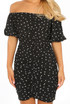 Hearts Print Slinky Bardot Dress