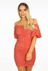 Hearts Print Slinky Bardot Dress