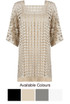 Embroidered Mesh Shift Dress