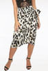 Animal Print Side Tie Up Satin Skirt