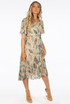 Contrast Leaf Print Wrap Dress
