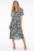 Contrast Leaf Print Wrap Dress