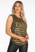 'PARIS' Gold Sequin Trim Slogan Tee