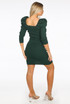 Ribbed Puff Shoulders Midi Dress