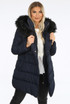 Wrap Puffer Coat with Faux Fur Hood